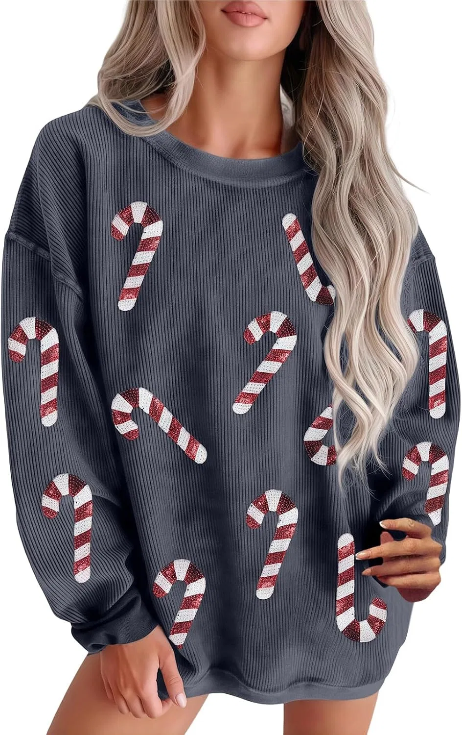 Женский свитшот с принтом Christmas Sweatshirts For Women, серый