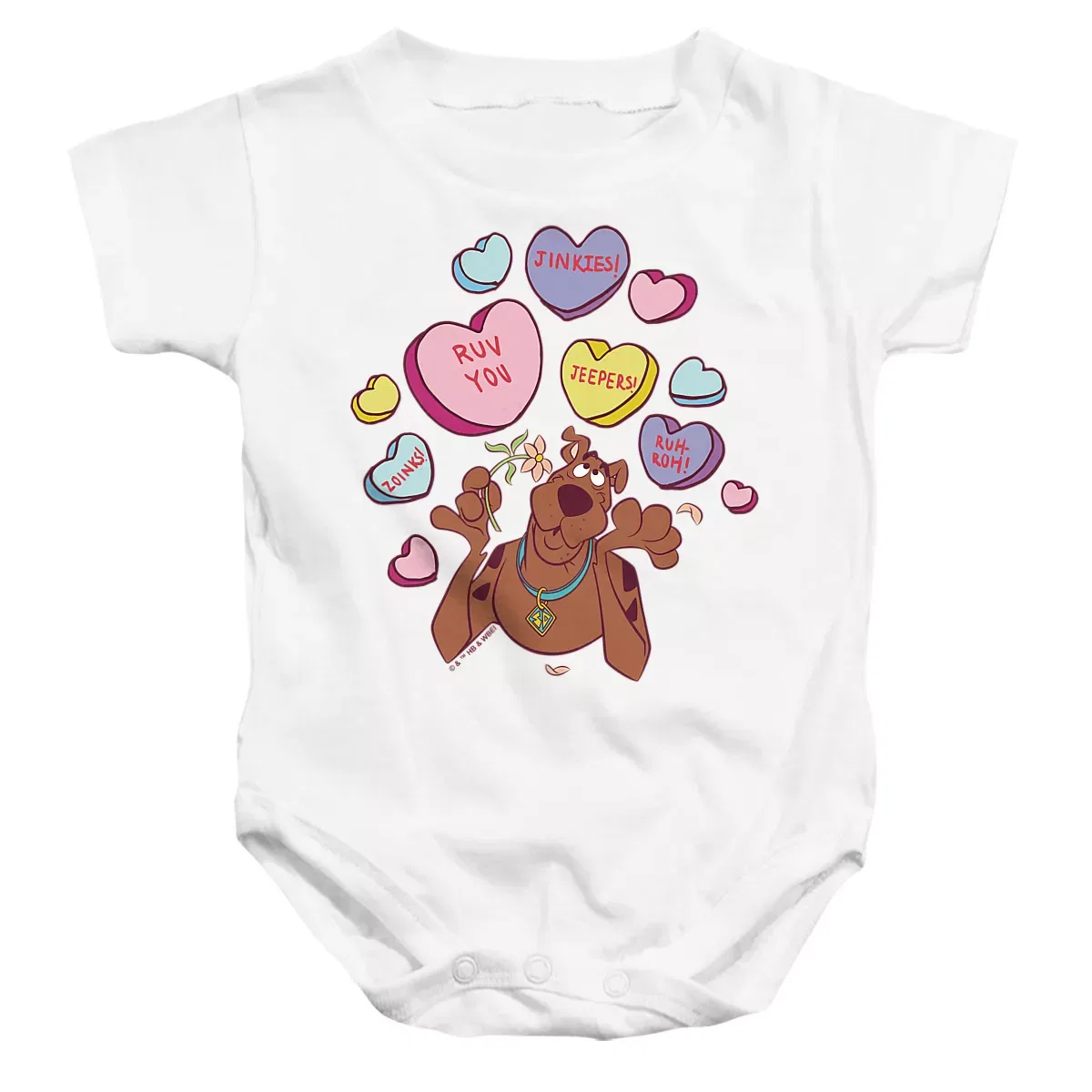 Детское боди с коротким рукавом Baby Scooby Doo! Valentine's Day Heart Candy LOGOVISION, White
