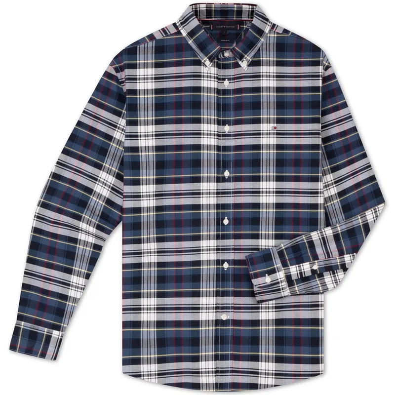 Мужская рубашка с воротником Blue White Plaid Tommy Hilfiger, Blue White Plaid