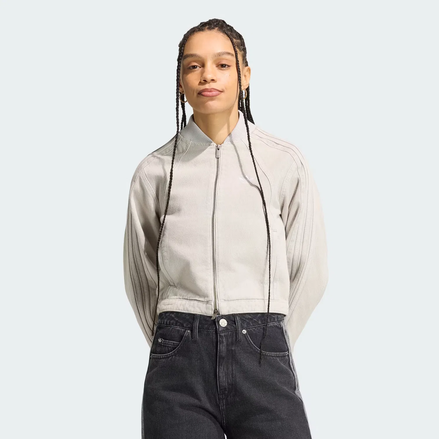 Женская джинсовая куртка приталенного кроя SST 2.0 Denim Tracktop Adidas Originals, светло-серый деним