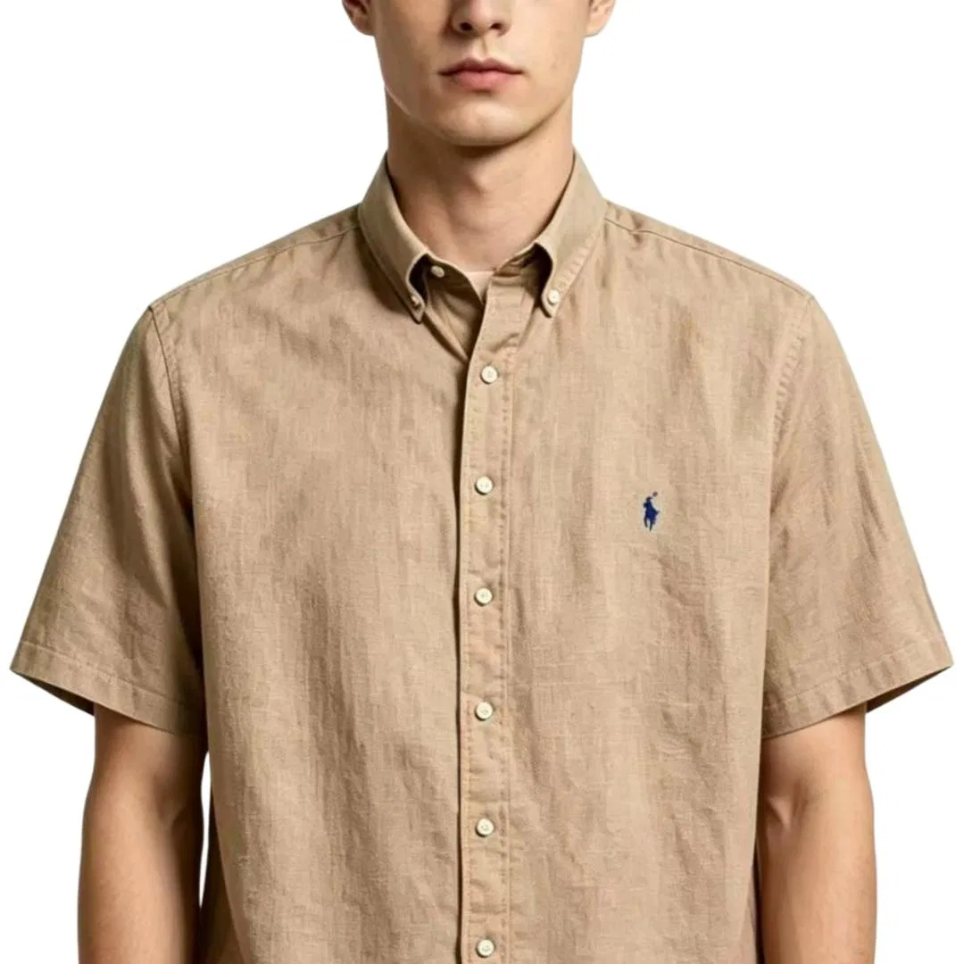 Мужская рубашка с отложным воротником прямого кроя Khaki Polo Ralph Lauren — фото 4