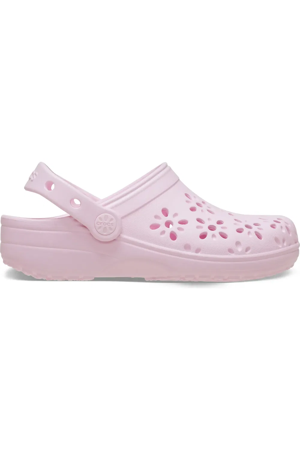 Детские сабо с цветочной перфорацией Classic Floral Cutout Clog CROCS, Pink Milk