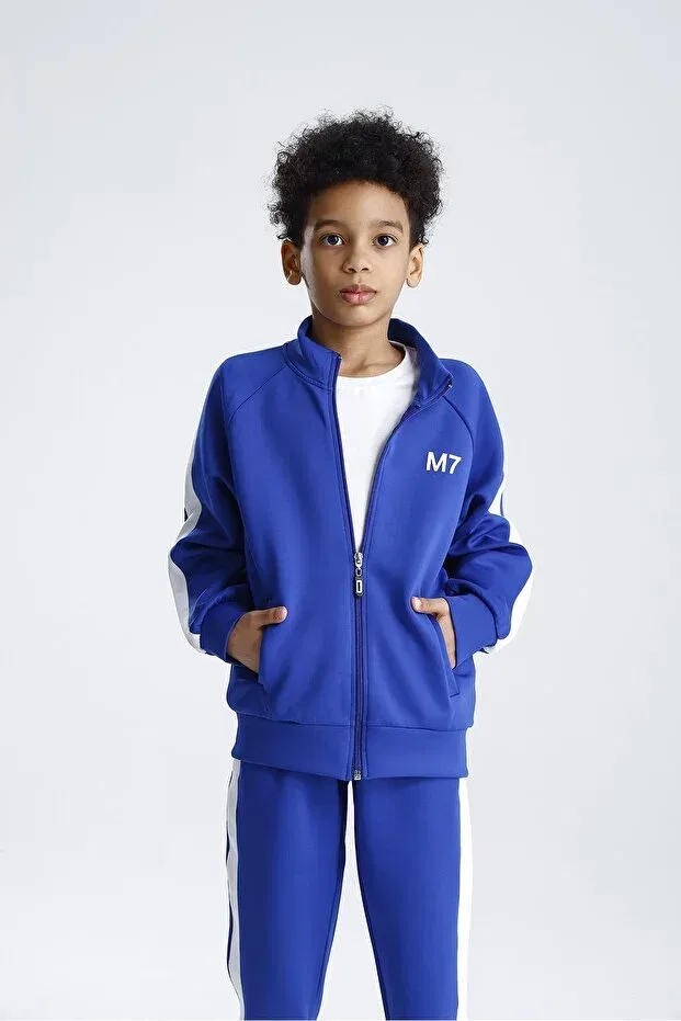 Детский комплект для девочек с принтом Scuba zippered set Miababy, Saks Blue — фото 3