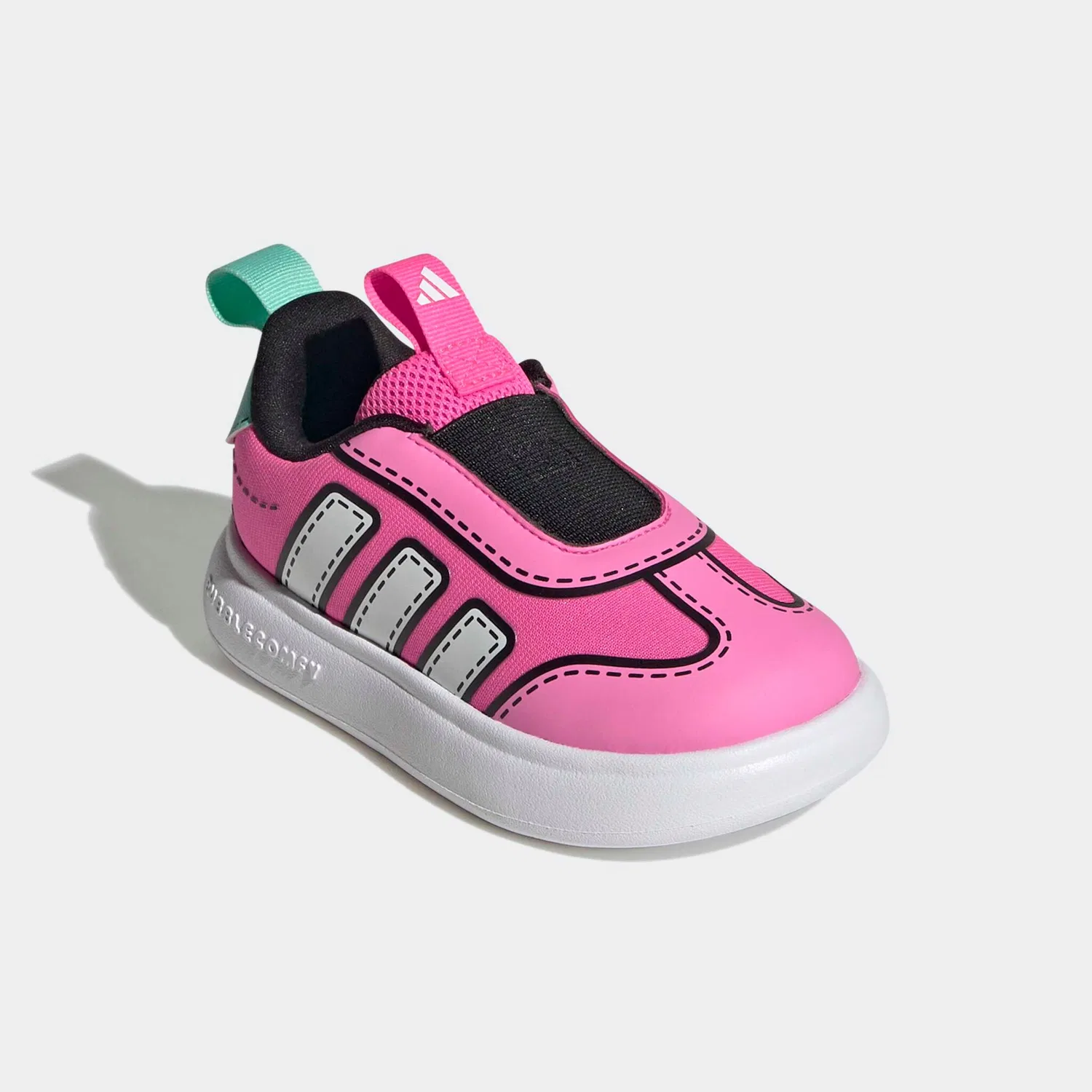 Детские слипоны с комикс-графикой Bubblecomfy Adidas Sportswear, Lucid Pink/Ftwr White/Flash Aqua