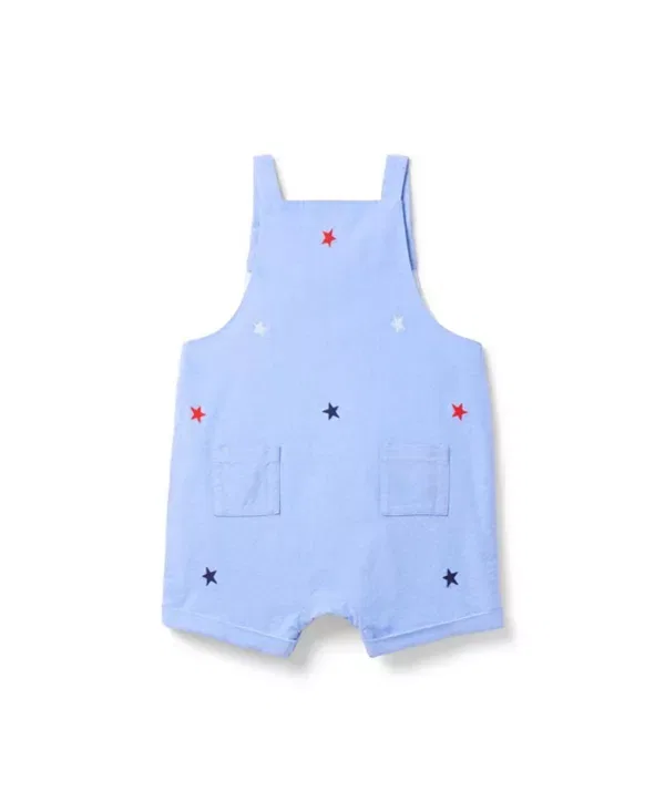 Детский комбинезон без рукавов с вышивкой флаг Boys' Flag Embroidered Overall Janie And Jack, синий — фото 2