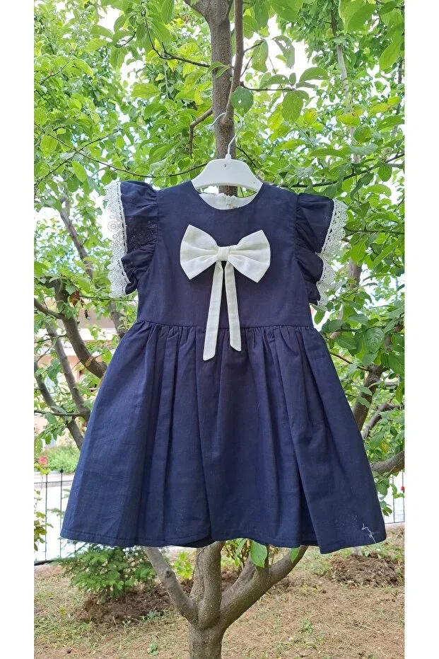 Детское платье для девочек хлопковое Put-On-Out Zeb Kids, Navy Blue — фото 4