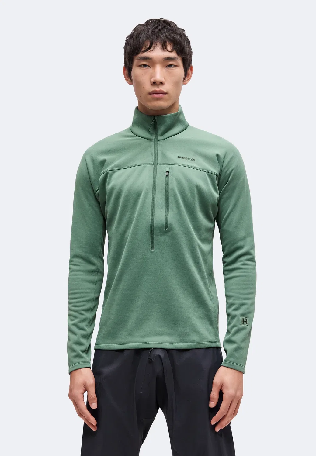 Сверхлегкая толстовка R1 с молнией до половины длины Patagonia, Canopy Green