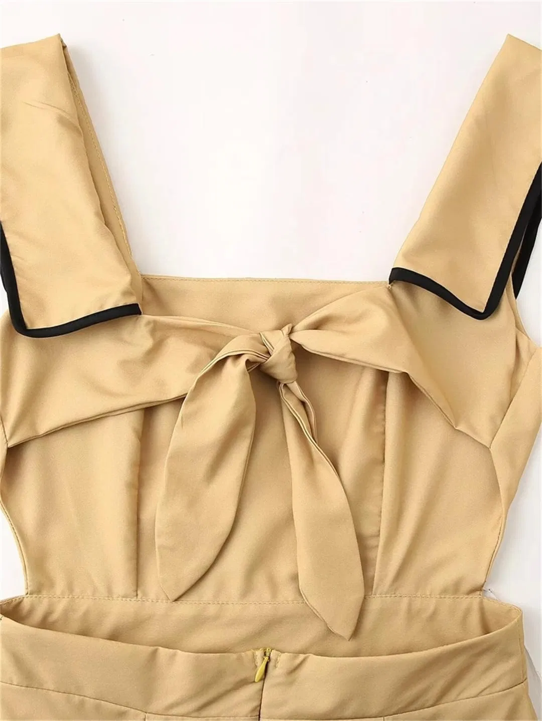 Женское платье А-силуэта с квадратным вырезом, Khaki — фото 4