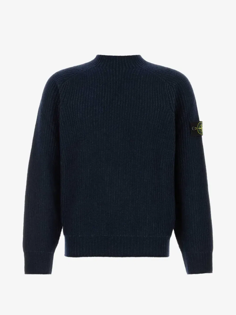 Свитер в рубчик с логотипом-нашивкой Stone Island, синий