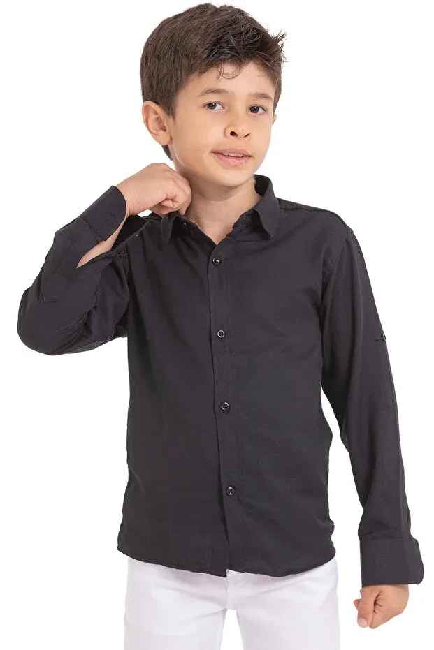 Детская рубашка для мальчиков из оксфорда Redbug Kids, Black