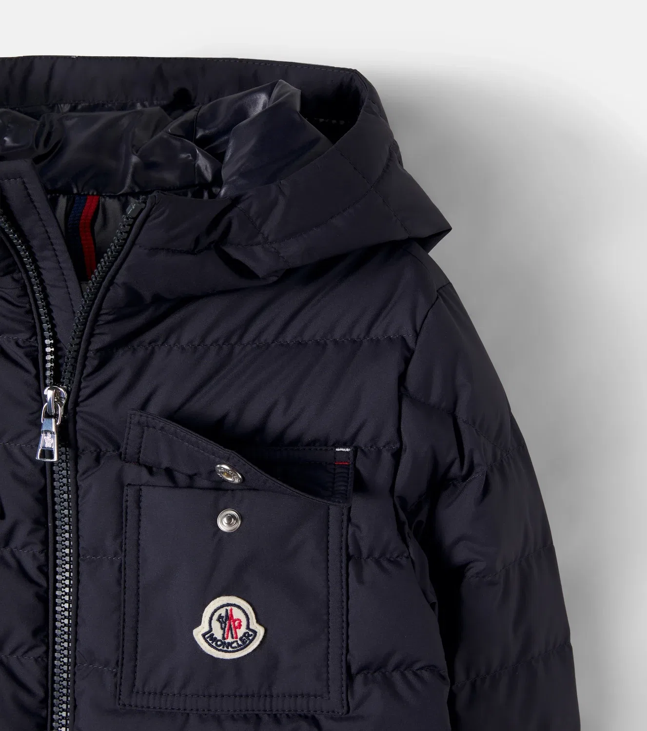 Пуховик стеганый с капюшоном Quillon Moncler Enfant, синий — фото 4