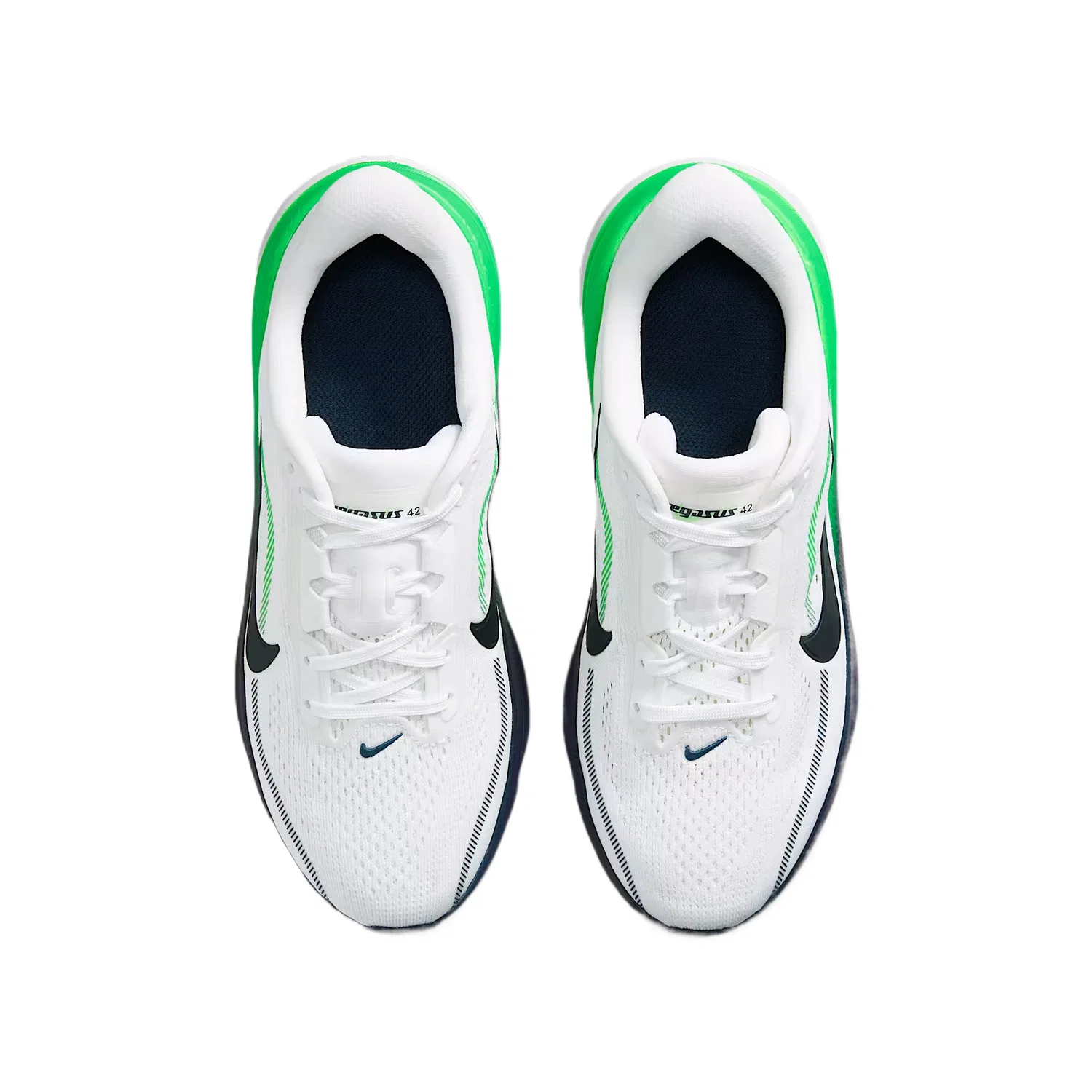 Детские беговые кроссовки Pegasus 42 Nike, White/Bright Green/Dark Navy Blue — фото 4