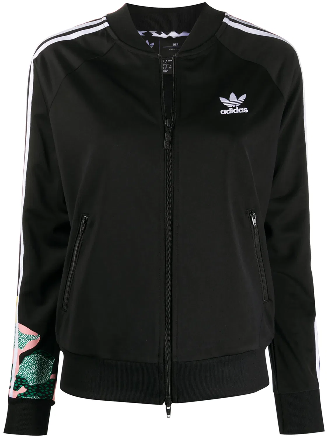Куртка на молнии с графичным принтом Adidas, черный