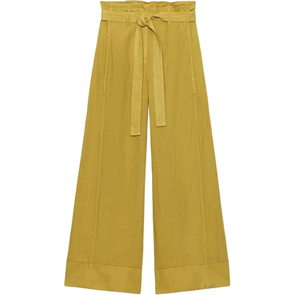 Женские повседневные брюки свободного кроя с широкими штанинами Mustard ZARA, Горчичный