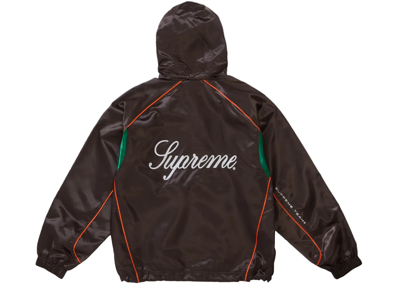 Мужская куртка с капюшоном Supreme Satin Hooded Track Jacket, Brown — фото 3
