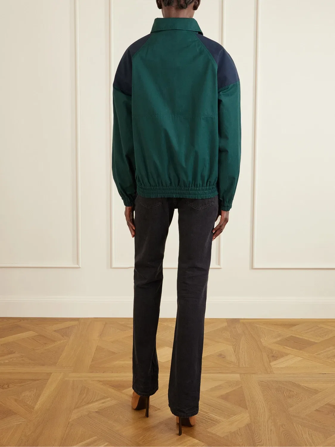 Хлопковая куртка с короткой молнией Saint Laurent, бирюзовый — фото 3