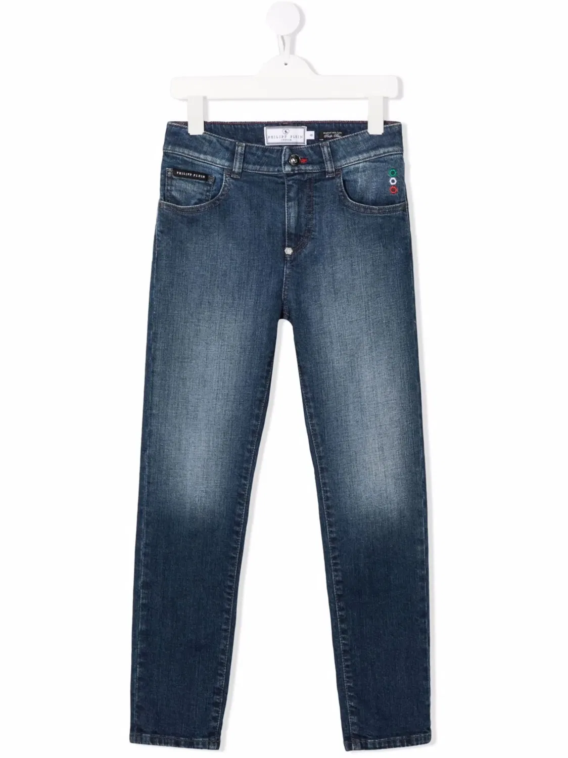 Джинсы с логотипом и slim-кроем Philipp Plein, синий