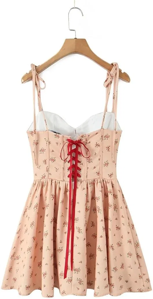 Женское платье с цветочным принтом и бантом Prom, Light Orange — фото 3