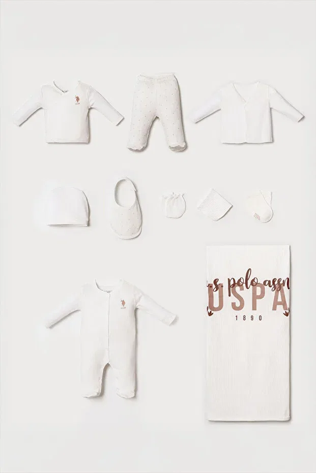 Детский комплект для выписки с геометрическим принтом U.S. Polo Assn., White