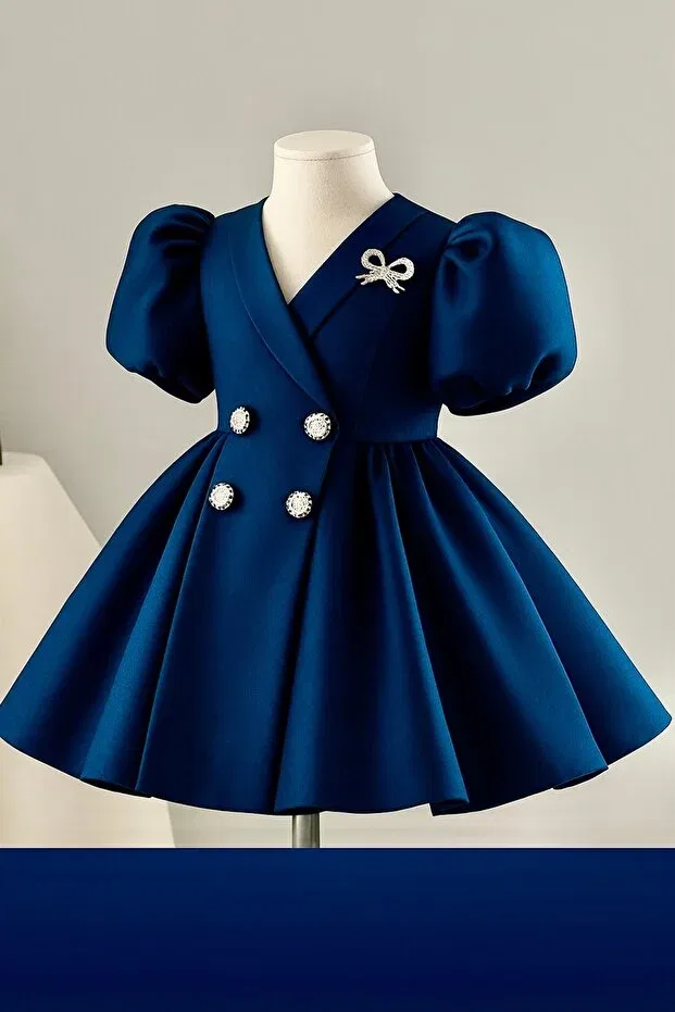 Детское платье для девочек с принтом Umay Model Musgem, Navy Blue