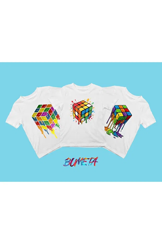 Детский комплект футболок для девочек с принтом Rubik'S cube Bumeta, White