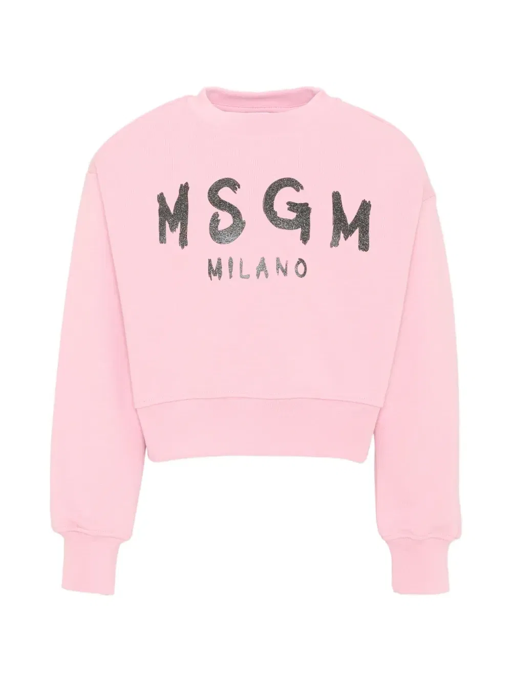 Укороченный свитер с логотипом из глиттера Msgm Kids, розовый