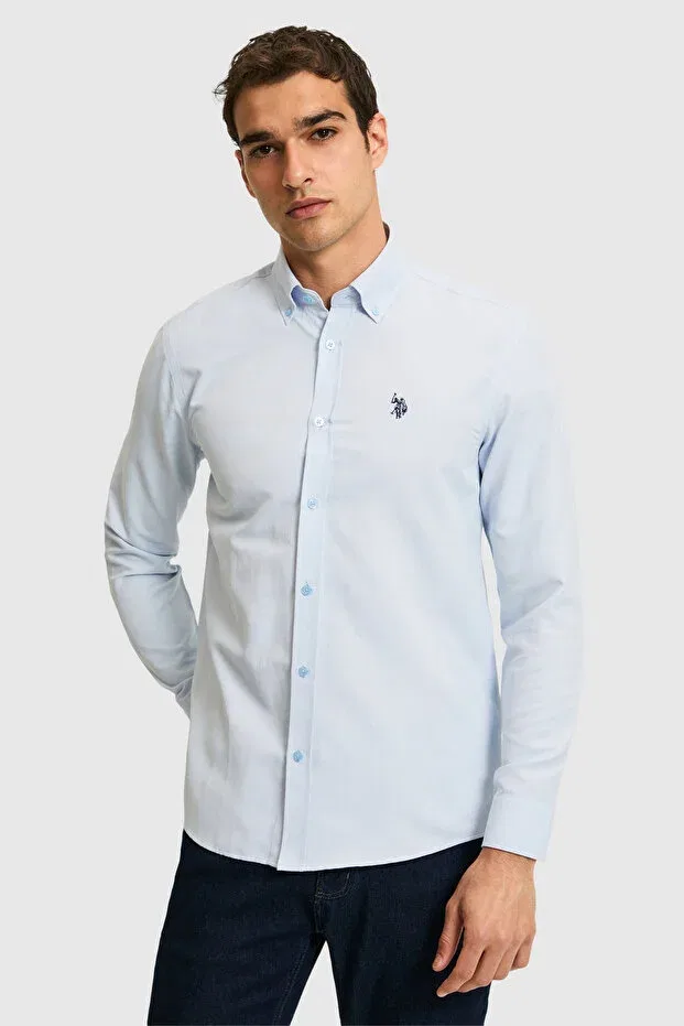 Мужская рубашка с длинным рукавом Basics U.S. Polo Assn., Light Blue