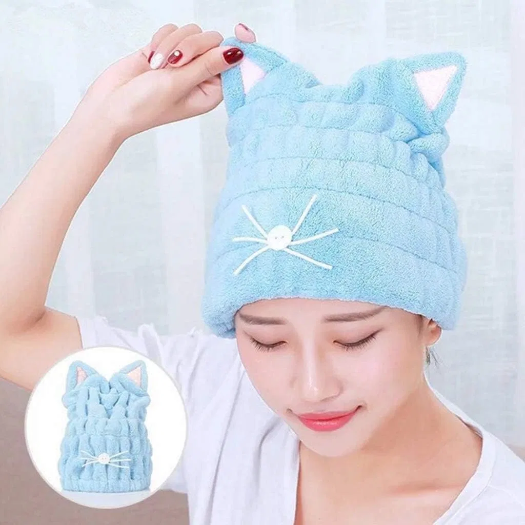 Шапочка для душа Microfiber, FGDTREE, 1 шт, 25x20 см, Blau — фото 2