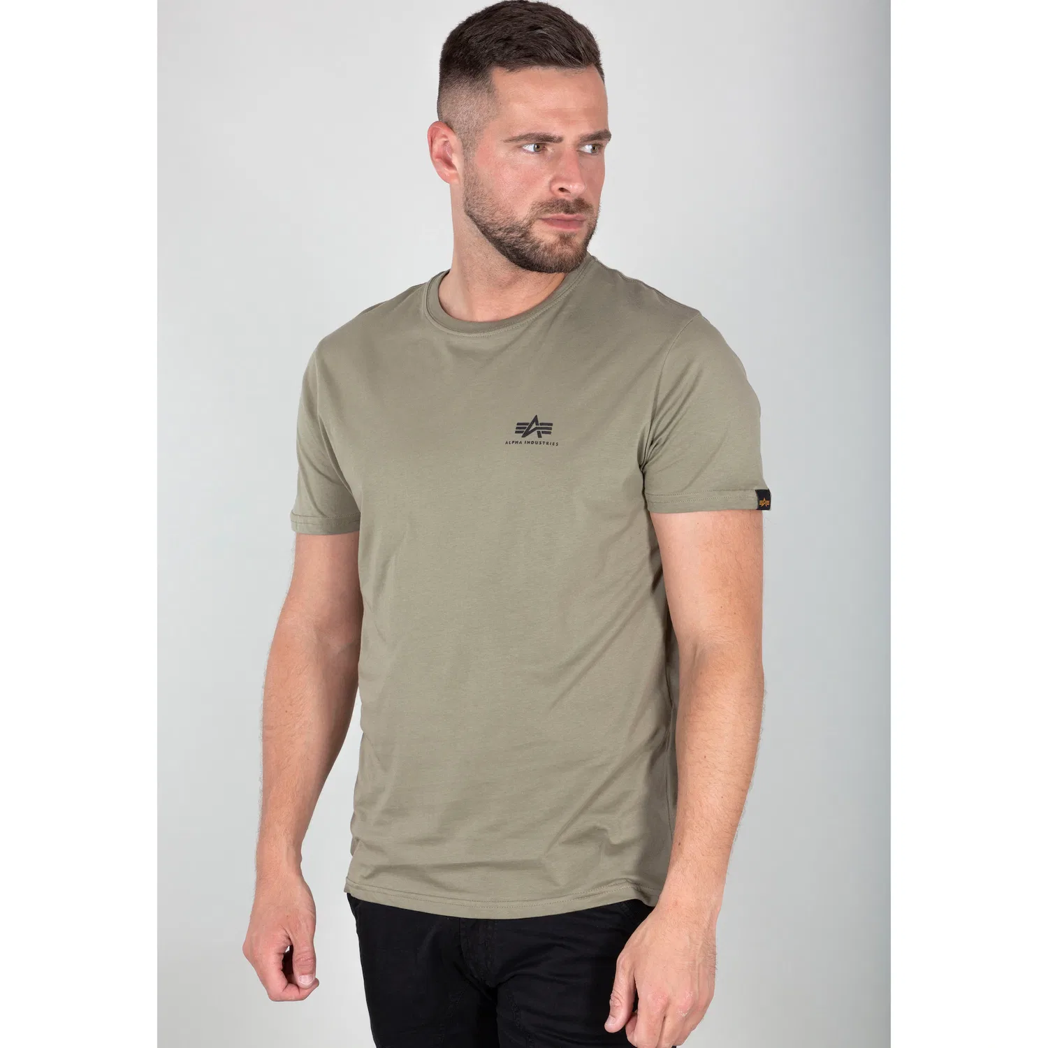 Детская хлопковая футболка с логотипом Alpha Industries, Olive