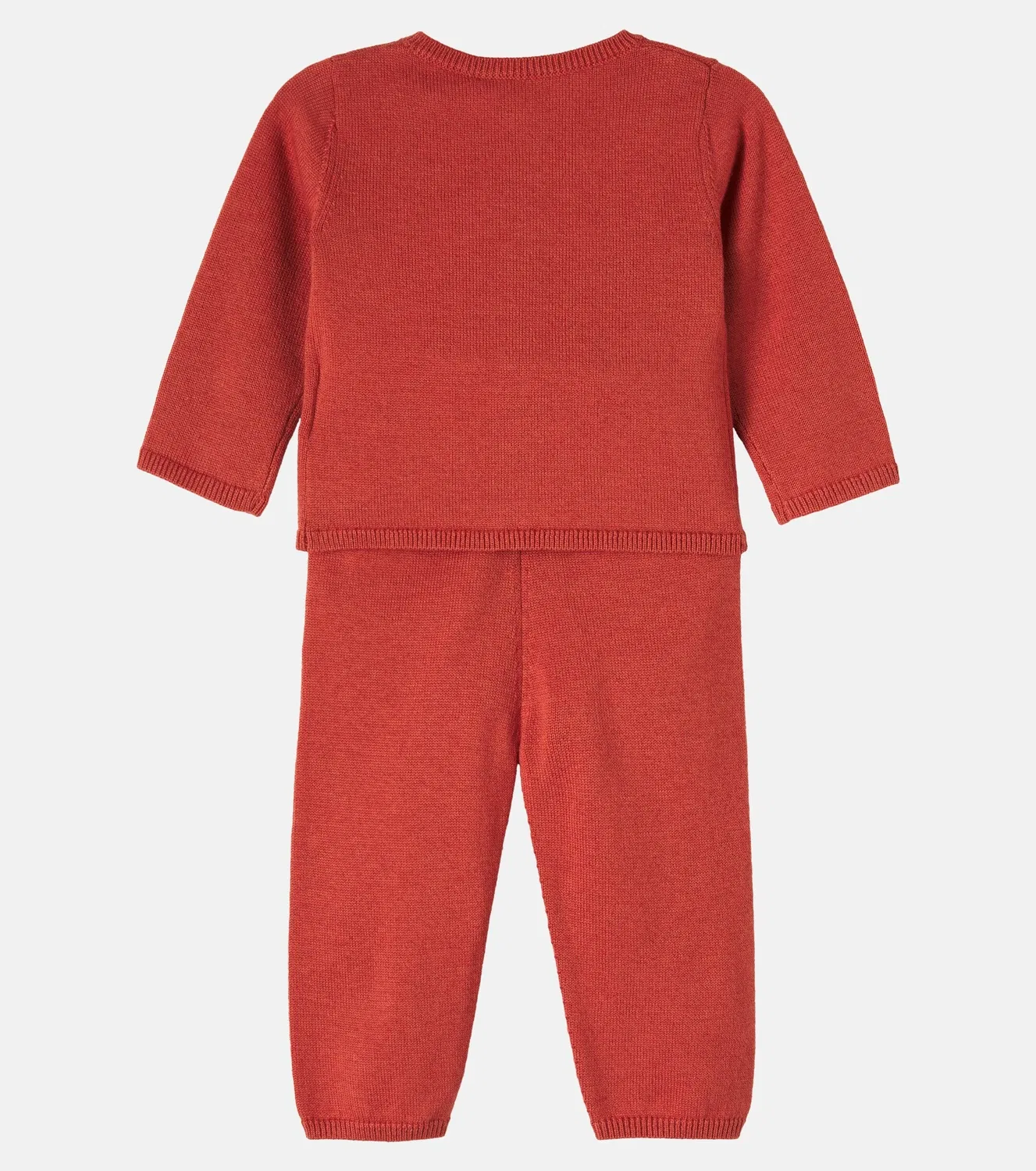 Комплект из кардигана и брюк из шерсти и хлопка Bonpoint Baby Melnie, Orange — фото 3