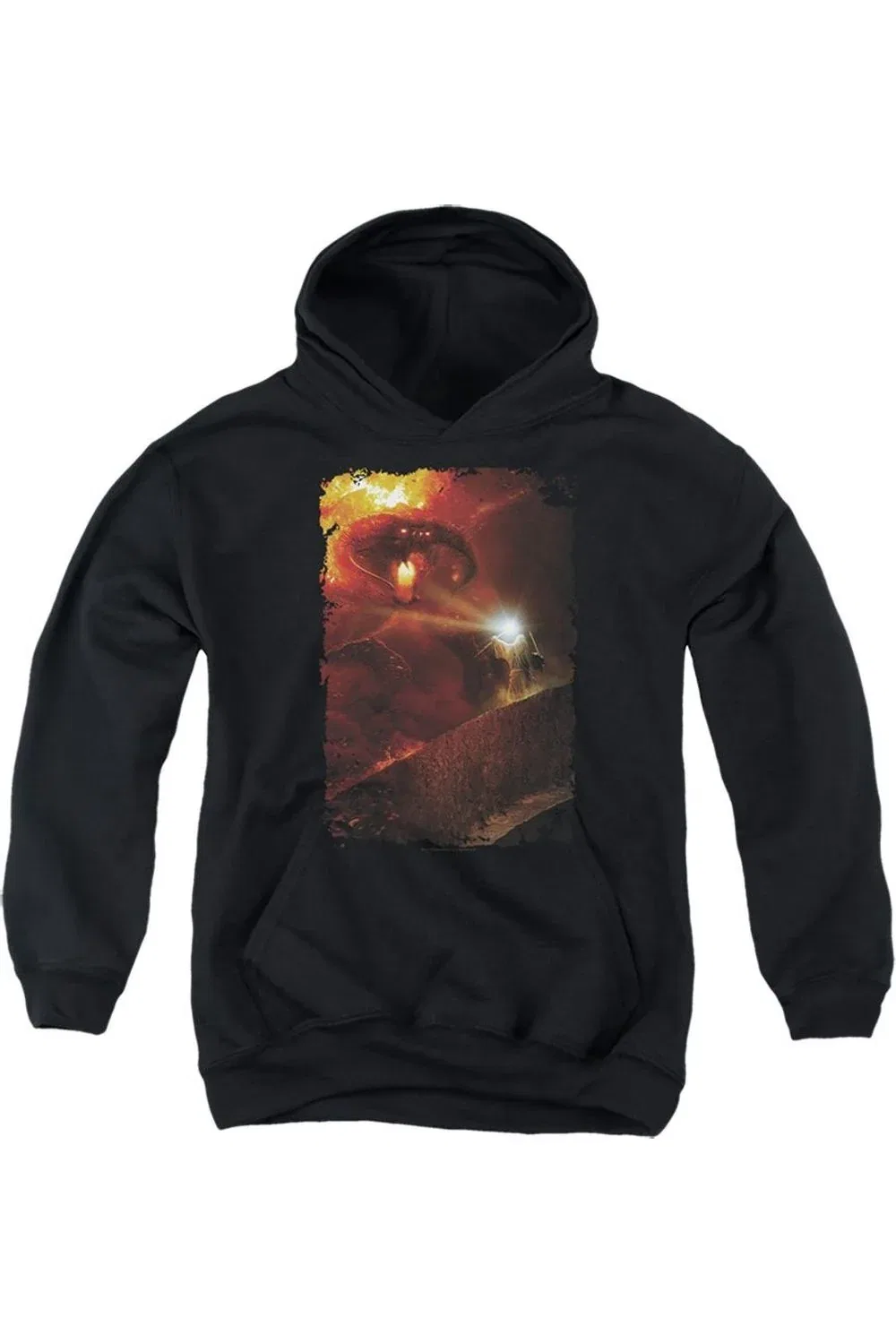 Детское худи с капюшоном с принтом Lord Of The Rings Balrog You Shall Not Pass Gildan, черный
