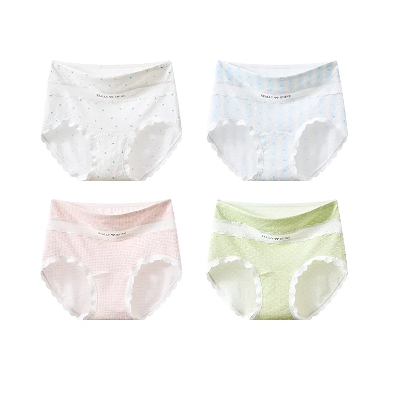 Детские трусы для девочек с принтом 4 шт Red bean, Pink Plaid Pink Floral White Floral — фото 3