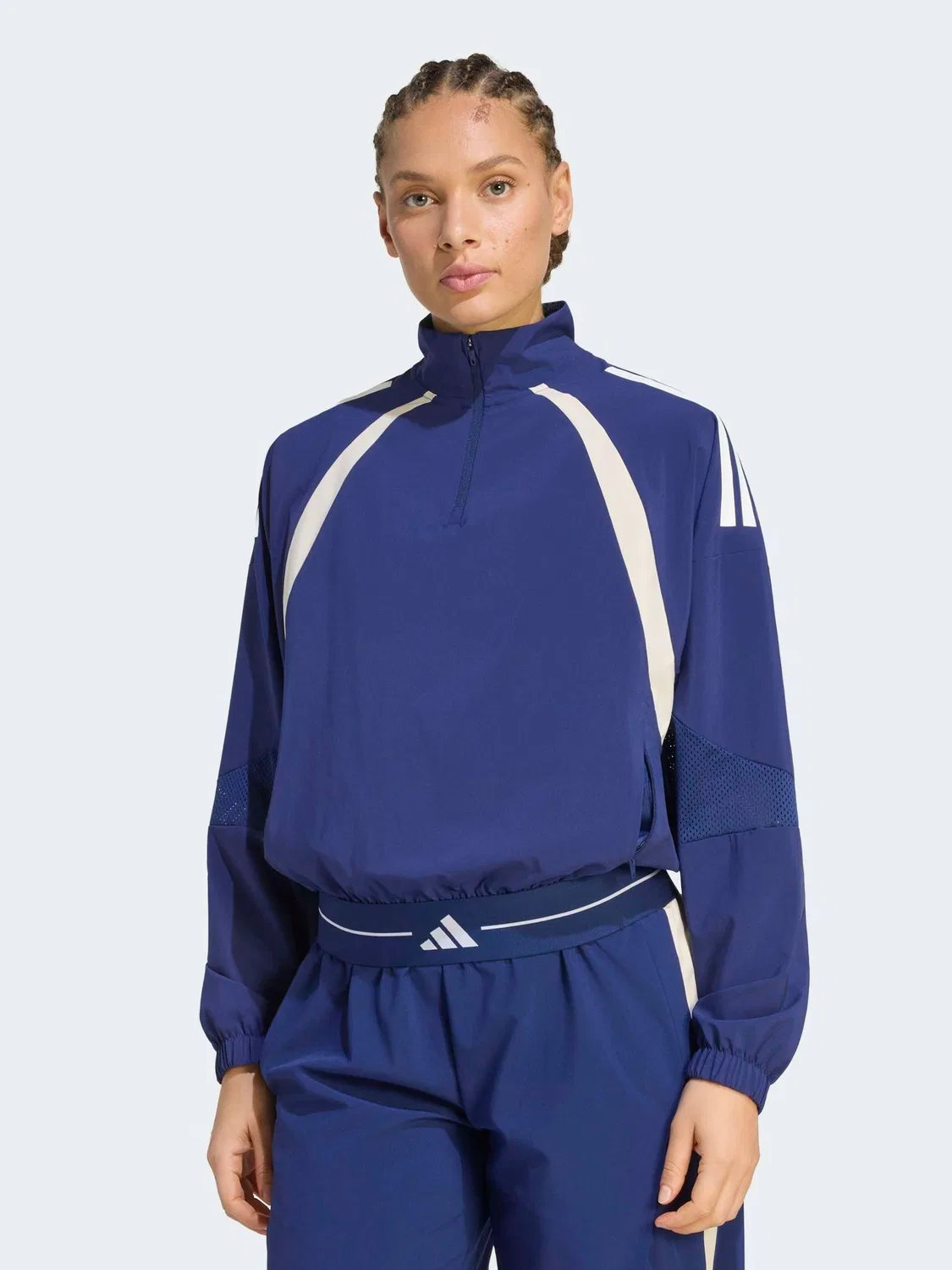 Трек-топ с четверть-застежкой, Hyperglam adidas, темно-синий