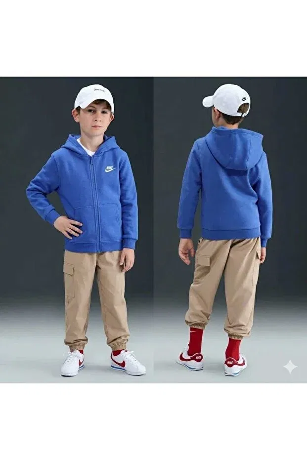 Детское худи на молнии с длинным рукавом Club Fleece Ls Fz Hoodie Nike, Dark Blue