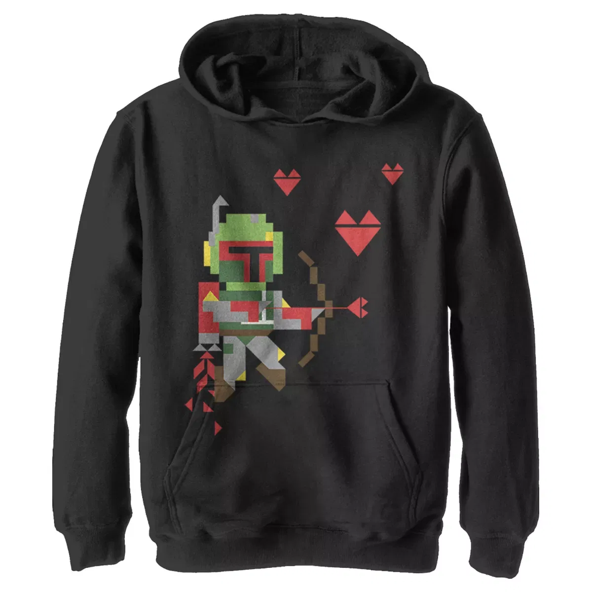 Детский худи с принтом Star Wars Valentine's Day Boba Fett Cupid Pull Over Hoodie Star Wars, Black