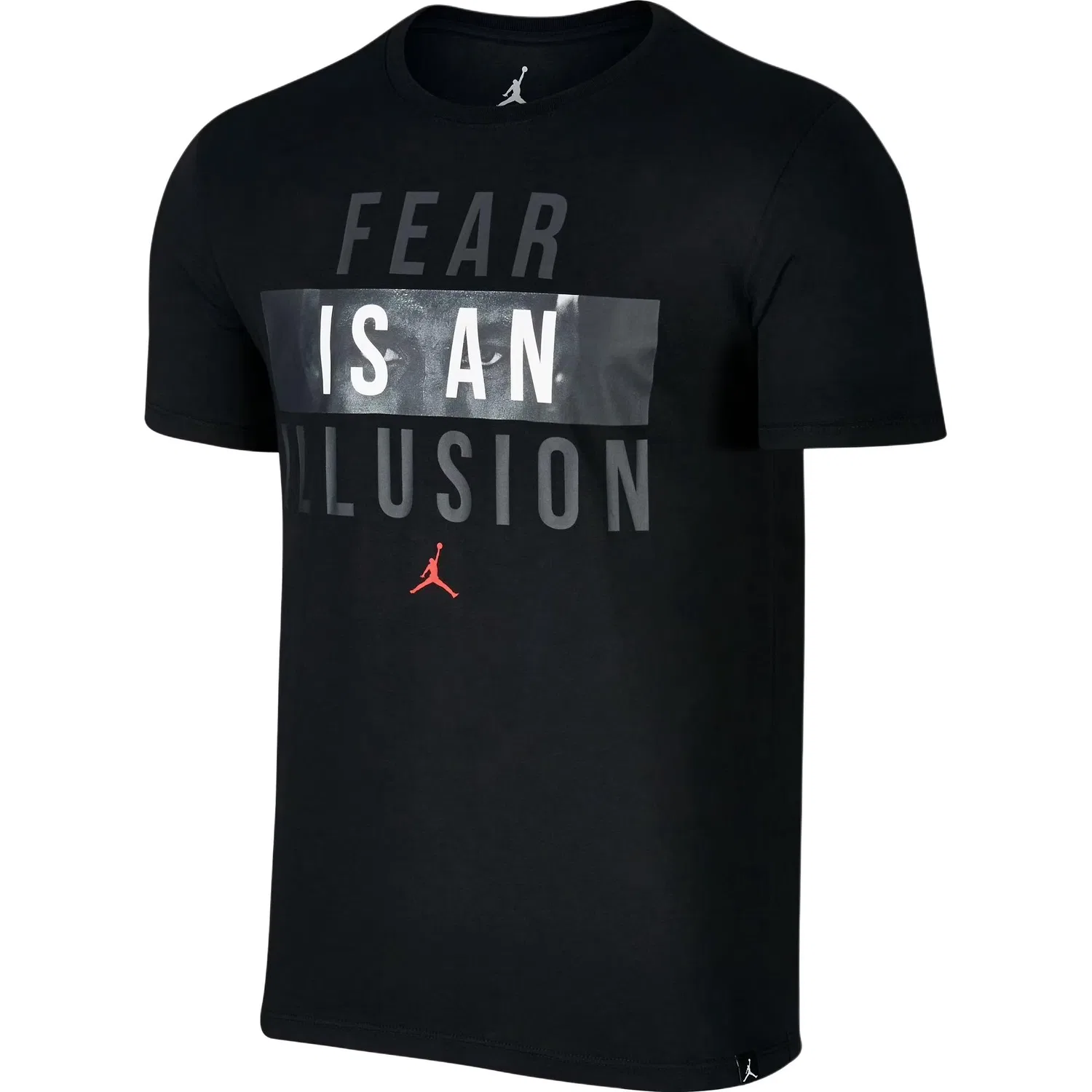 Мужская футболка с принтом Fear Is An Illusion Jordan, Black/White