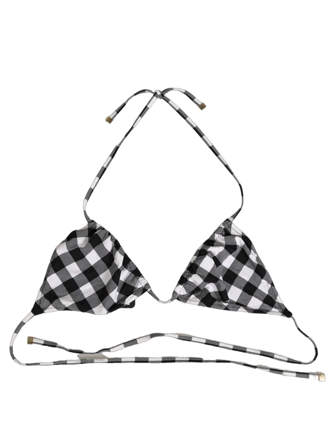 Женский топ бикини с завязкой на шее Black White Checkered Dolce & Gabbana, Black and White — фото 3