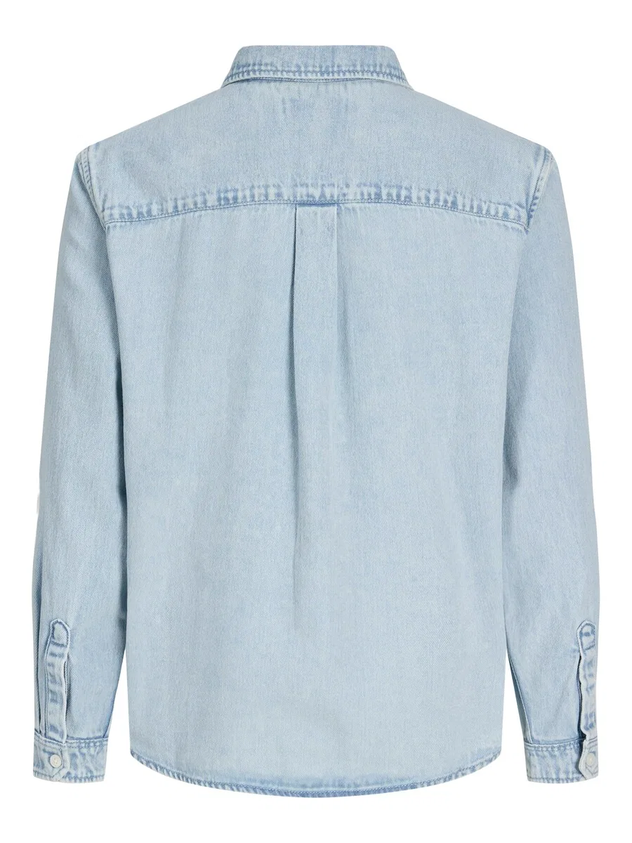 Детская рубашка на пуговицах, комфортный крой, светло-голубой Jack & Jones Junior — фото 2