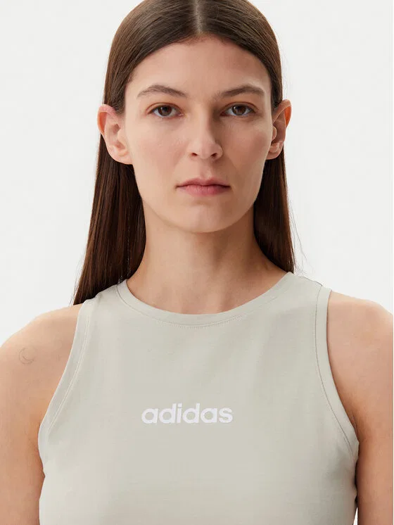 Топ slim fit Essentials Linear Adidas, бежевый — фото 4