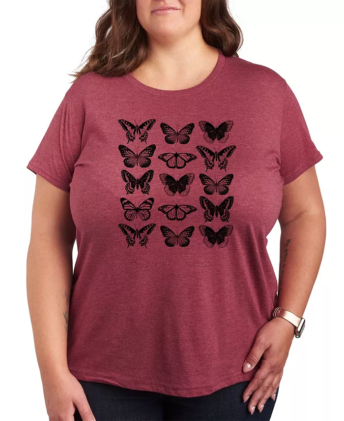 

Футболка с принтом Butterfly Grid Plus Size Hybrid Apparel, красный