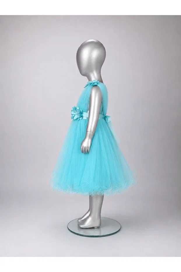 Детское платье для девочек с многослойной юбкой из фатина Jannock, Turquoise — фото 2