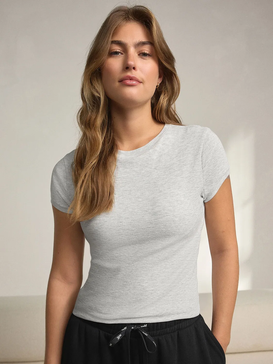 Топ-бра с поддержкой Grey Cotton Rib Next, серый