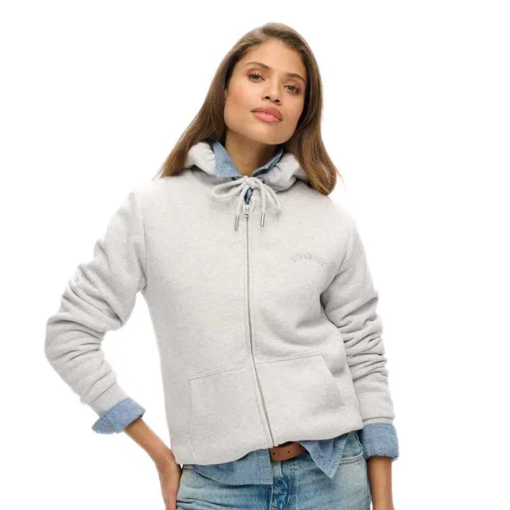 Худи на молнии с начесом Superdry, серый