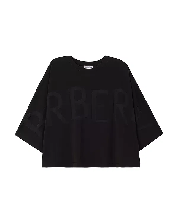 Женский топ с принтом Logo Cotton Blend Tee Burberry, черный
