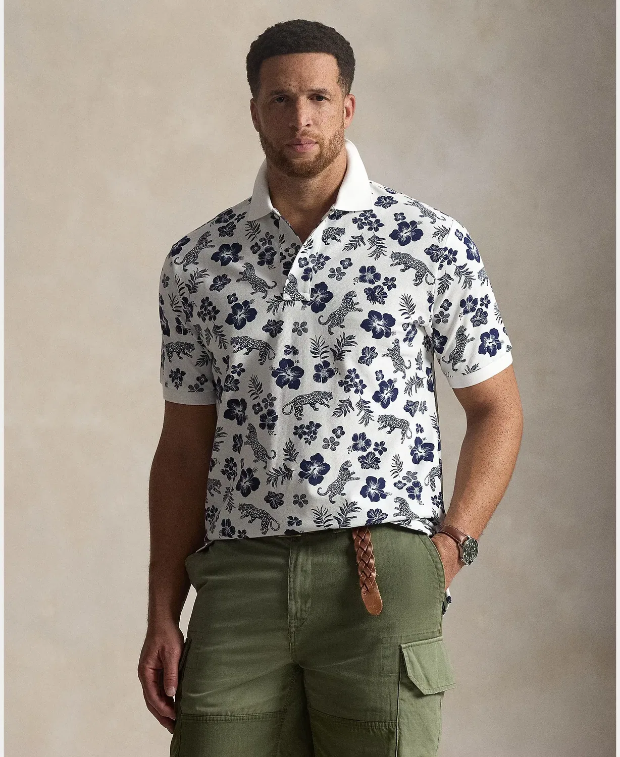 Мужское поло с принтом Big & Tall Polo Ralph Lauren, Azul / Blanco