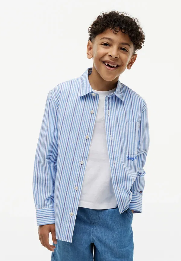Блуза хлопковая Graphic stripe unisex, Tommy Hilfiger, copenhagen blue stripe, синий — фото 2