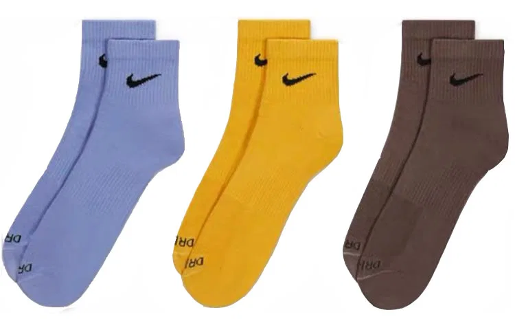 Детские носки Nike Crew Socks, комплект из 3 пар, Purple Yellow Brown