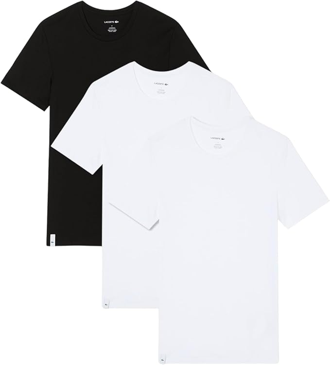 Комплект футболок Lacoste 100% Cotton Slim Fit Crew Neck, 3 шт., белый/черный