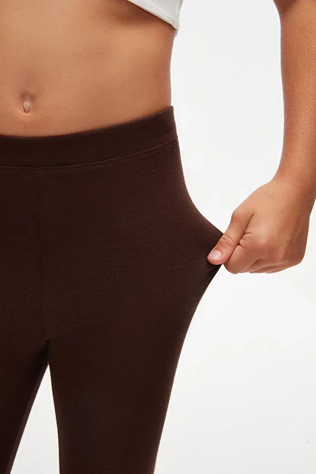 Детские леггинсы для девочек хлопковые Basics Lovetti, Chestnut — фото 3