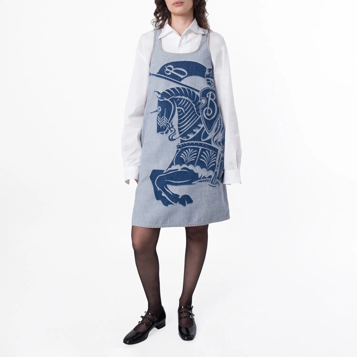 Платье без рукавов с принтом Equestrian Knight Motif Burberry, Denim Blue